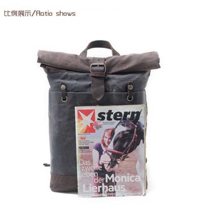 Của nam giới được bôi sáp lên vải không thấm nước lăn máy tính xách tay vali túi 16950-một phong cách và thiết thực Ba lô - Product Image 5