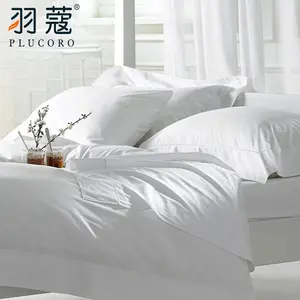 60S cotone egiziano 5 stelle Hilton Hotel biancheria da letto 4 pezzi lenzuola bianche <span class=keywords><strong>Set</strong></span> <span class=keywords><strong>copripiumino</strong></span> - Product Image 6
