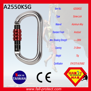 A2550-KSG Certificat CE Mousqueton symétrique en aluminium anodisé en forme de O avec verrouillage à vis pour la rigging de poulies et l'escalade - Product Image 3