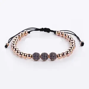 Fashion macrame rose gold bead bracelet custom woven bead bracelet jewelry