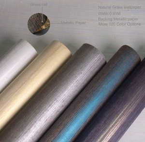 Jute Grasscloth <strong>Wall</strong> <strong>Covering</strong> Natural Textured China Home Decoration Factories - Product Image 1