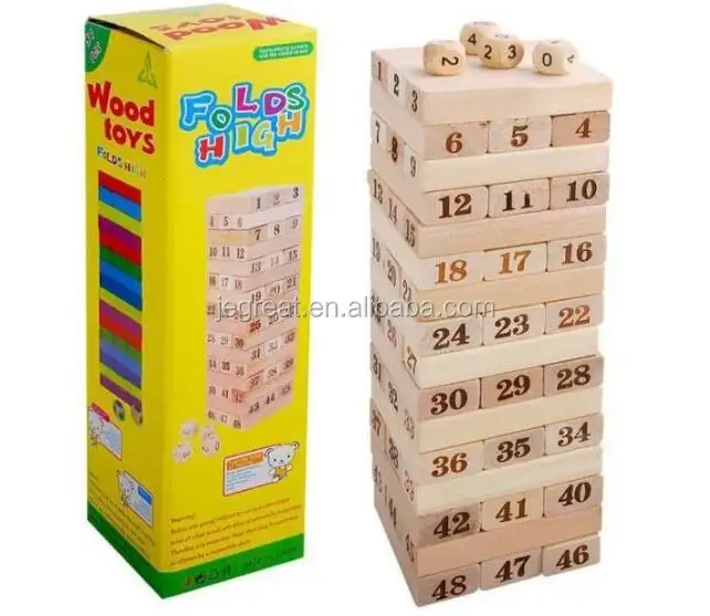 48 قطعة الكلاسيكية العملاقة التراص برج خشبي بناء لعبة المكعبات للأطفال الكبار