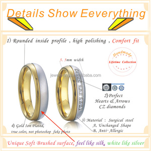 Anelli per Coppie in Acciaio Inossidabile 316L Placcato Oro 18K, Fedi Nuziali Classiche Armoniche per Matrimoni e Fidanzamenti, per Uomo e Donna - Product Image 3