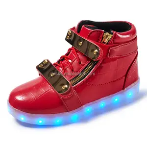 China Factory Price High Cut USB Charging Led Shoes
