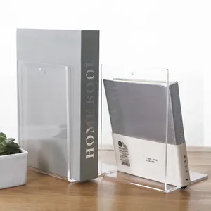 Sujetalibros de acrílico transparente en forma de L, tapón de libro de escritorio, almacenamiento de estantería