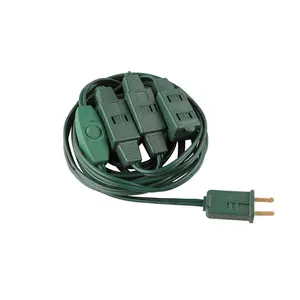 9 Outlet Green Christmas Tree Extension Power Cord With Switch