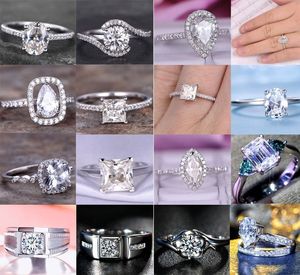 Anello di Fidanzamento Personalizzato in Oro Bianco 18k Au750 con Moissanite da 1ct, <span class=keywords><strong>Set</strong></span> di <span class=keywords><strong>Anelli</strong></span> per Coppia <span class=keywords><strong>Uomo</strong></span> e Donna - Product Image 4