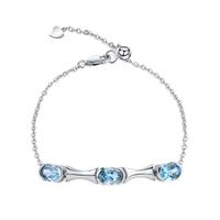 Bracelet suisse en argent sterling 925, topaze bleue naturelle ajustable, pour femmes, tendance, personnalisé