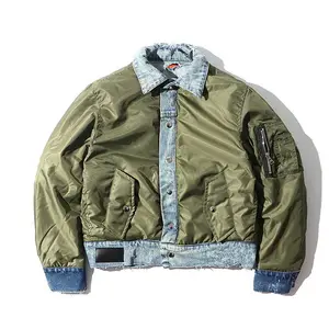 OEM private label contrast collar denim jacket