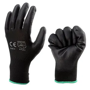 13G Knitted Black Nylon PU security gloves industrial glove