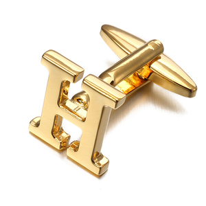 Mancuernillas con Letra del Alfabeto H Baratas para Hombre, Color Oro/Plata de Alta Calidad, Personalizadas para <span class=keywords><strong>Camisa</strong></span>, Mancuernillas con Letra de la A a la Z para Negocios - Product Image 2