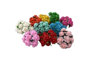100 מעורב צבע 10mm מלאכותי תות נייר רוז פרח חתונת Scrapbook DIY קרפט Scrapbook - Product Image 6