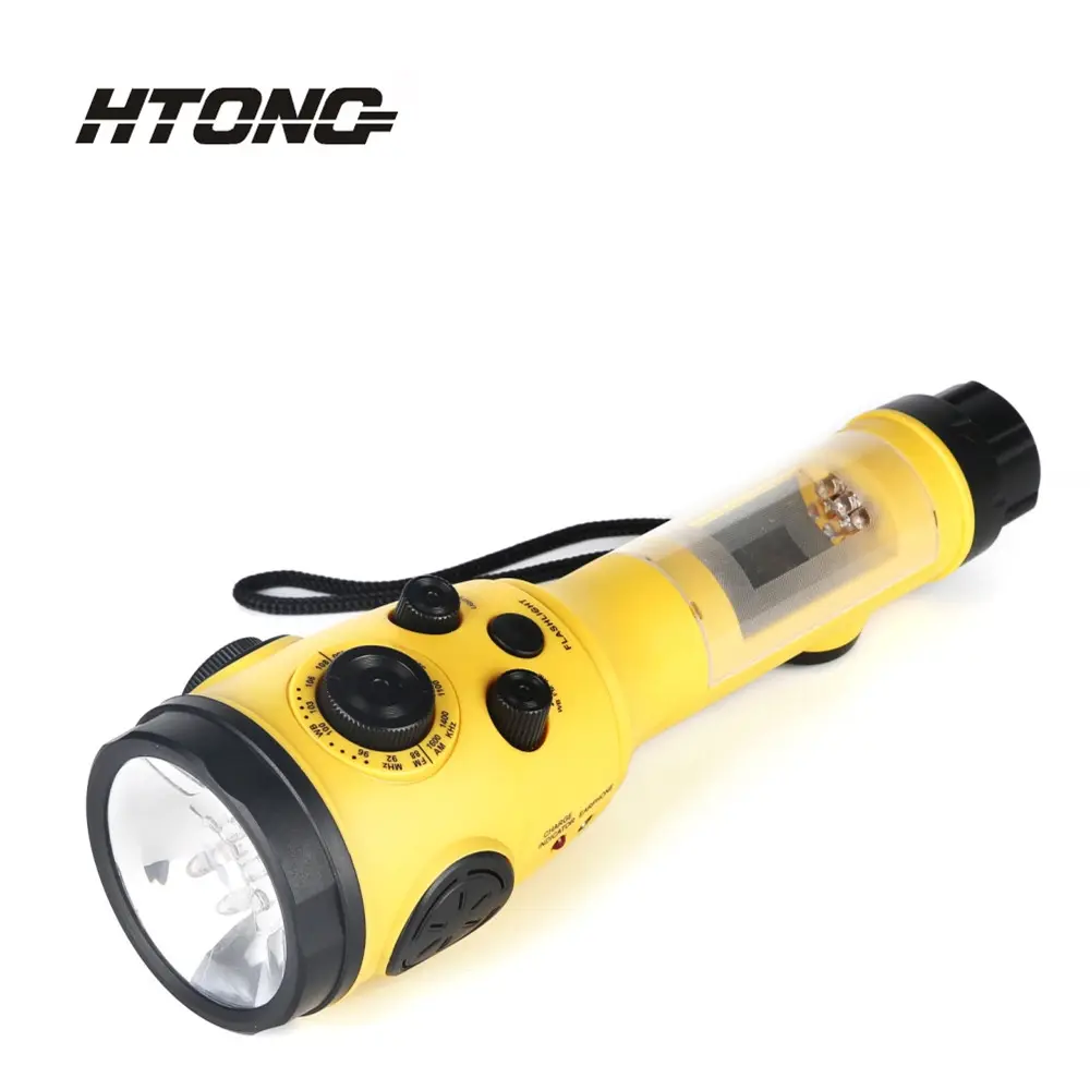 Wind up torch human power hand crank LED Flashlight with radio & smartphone charger