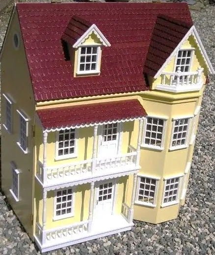 Casa de boneca de madeira, casa de boneca de madeira do tipo faça você mesmo para meninas, brinquedos de criança