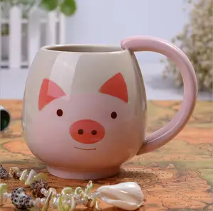 Оптовая продажа по заводской цене, керамическая кружка для кофе с изображением животных из мультфильмов, панды, свиньи, лягушки, черного кота, чашка для воды