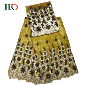 H & D caliente 5 del riche del Bazin 5yard <span class=keywords><strong>2</strong></span> patio Guangzhou tela africana del bordado del cordón del algodón con buena calidad - Product Image 3