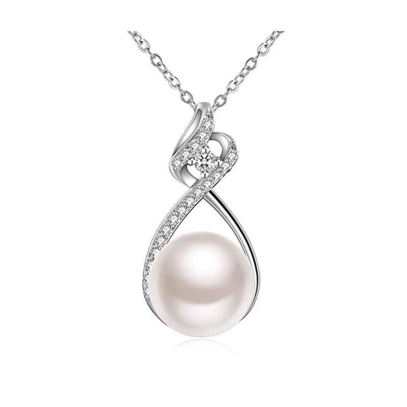 Ожерелье с подвеской бесконечности с одним пресноводным жемчугом ожерелье для женщин