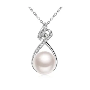 Infinity women natural pearl pendant vogue stone necklace single freshwater pearl necklace for bali new design necklace