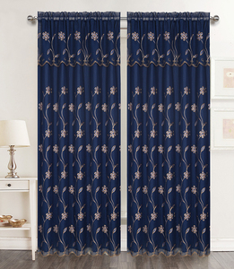 Ready Made Doppio Strato di Ricamo Floreale <span class=keywords><strong>Tende</strong></span> per Windows Tasca Asta di Tenda di Trasporto di <span class=keywords><strong>Tulle</strong></span> - Product Image 1