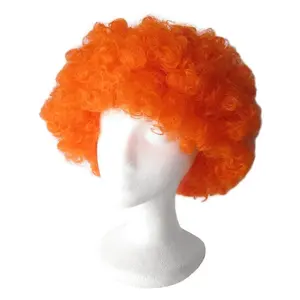 Orange Netherlands Football game afro wave football wig