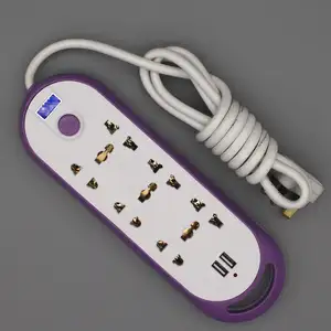 6 way +2 USBPower Strip Power Sockets UK extension socket