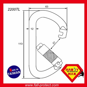 Mosquetón de Acero 2200SG en Forma de D con Cierre de Rosca, Certificado CE EN362, 50kN, para Rescate - Product Image 6