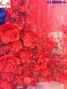 <span class=keywords><strong>Tessuto</strong></span> in Pizzo 3D di Lusso Rosa/<span class=keywords><strong>Rosso</strong></span>/Bianco, Ricamo in <span class=keywords><strong>Tulle</strong></span>, Pizzo Francese per Abiti da Sposa/Festa Eleganti CL60430 - Product Image 4