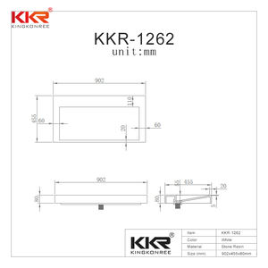 Fregadero de piedra de superficie sólida, fregadero montado en la pared, color blanco mate - Product Image 6