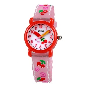 Pulseira infantil de quartzo à prova d'água, ambiental, 3atm, rosa, morango, padrão digital, relógio de pulso para crianças