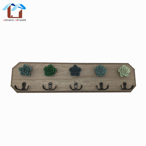 Simple maison en bois mur cintre fleurs décoratif bois patère en bois cintre <span class=keywords><strong>crochets</strong></span> de manteau et de chapeau - Product Image 1