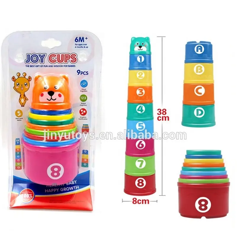 100% Bahan Ramah Plastik Anak Joy Ditumpuk Cup Mainan untuk Dijual