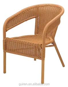 Favourable Price High Back Bamboo Look Weaving Beach Dining Garden Chair Set Metal Bistro Patio Rattan Chair