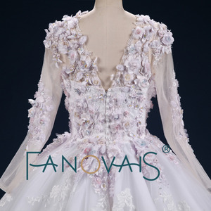 RUOLAI ASA018 nuovo <span class=keywords><strong>abito</strong></span> da sposa classico a maniche lunghe 3D fiori Appliques <span class=keywords><strong>abito</strong></span> da sposa <span class=keywords><strong>in</strong></span> <span class=keywords><strong>Tulle</strong></span> con fiori colorati - Product Image 6