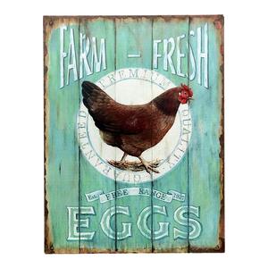 Country Home Plaque décorative en métal pour bar en étain-Farm Fresh Free Range Eggs <span class=keywords><strong>Retro</strong></span> <span class=keywords><strong>Vintage</strong></span> Painted Plaque - Product Image 1