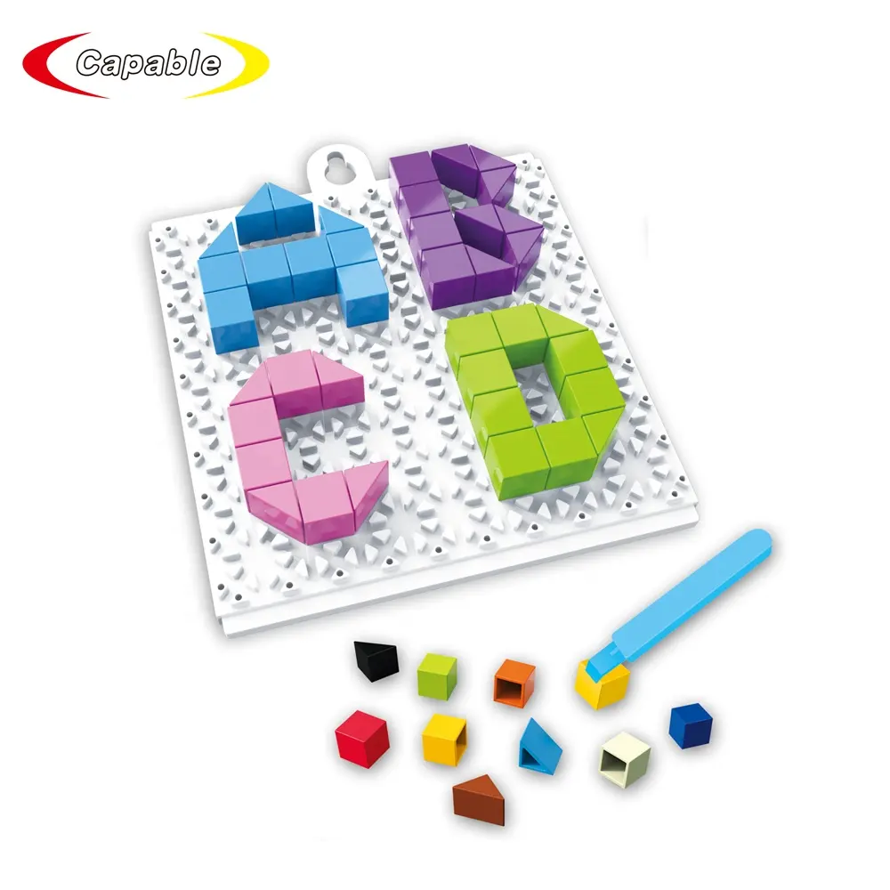 DIY 4 In 1 Desain Berwarna-warni Huruf Mainan Plastik Batu Bata Puzzle Set untuk Anak-anak