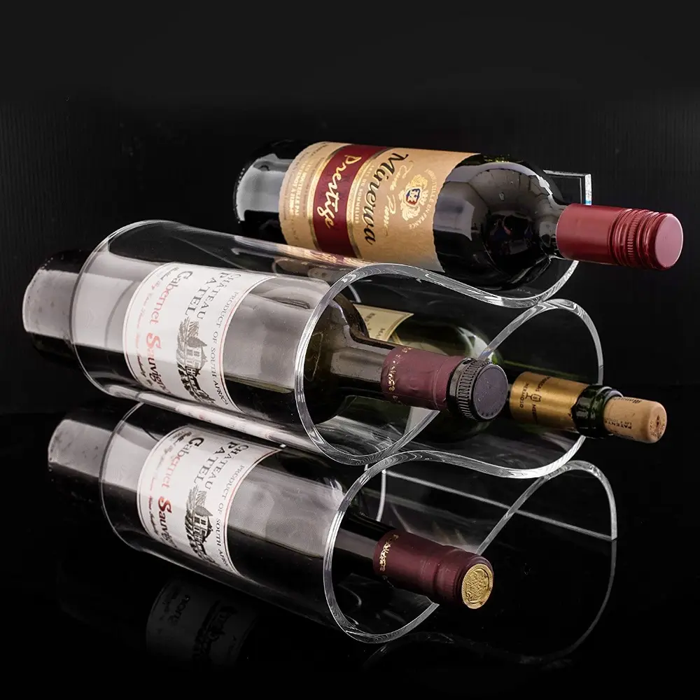 Estante de acrílico apilable para vino, soporte de exhibición de vino de buena calidad, barato, al mejor precio