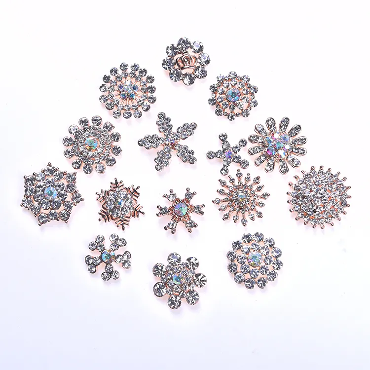 Many kinds of flower rhinestone brooch flatback for wedding bouquet decoration