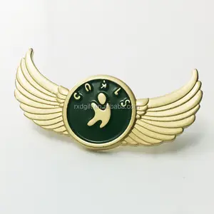 Vendita calda custom airline pilot ali/personalizzato metallo pilot ali pin badge/ala badge