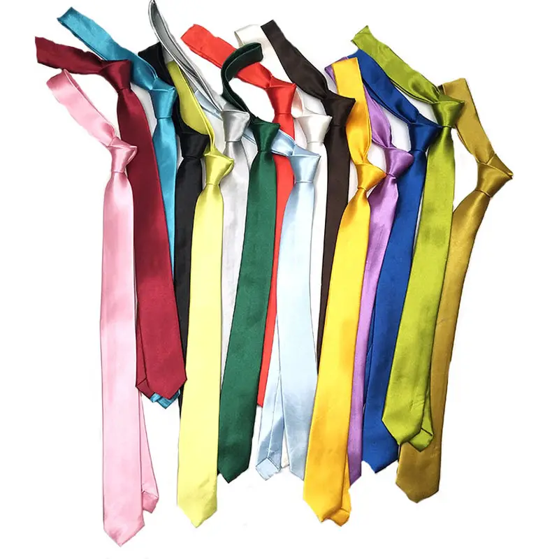 5Cm Satin Ties Mannen Vrouwen Plain Smalle Banden Populaire Shiny Tie