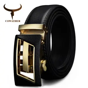 COWATHERNew Design automatic hasp cowhide leather men belt Fashion Luxury belts for men designer belts men high quality