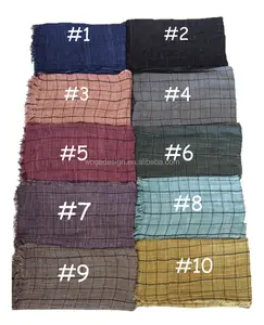 High quality dress clothing islamic large scarf shawls AZO free tie-dye wholesale men women jacquard tartan plaid cotton hijabs