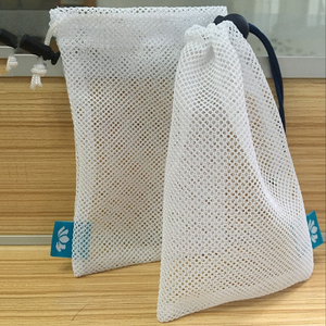 Supplier Wholesale Produce Small White Mesh <strong>Drawstring</strong> Bags Polyester <strong>Net</strong> Pouches With Fastener - Product Image 2