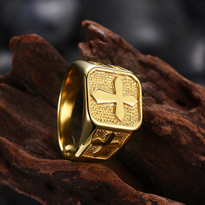 Anelli a Croce in Acciaio Inossidabile Placcato Oro 18K Stile <span class=keywords><strong>Punk</strong></span> <span class=keywords><strong>Rock</strong></span> per Gioielleria Maschile - Product Image 3