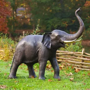 Outdoor Zoo Park Levensgrote Tuin Baby Bronzen Olifant Standbeeld