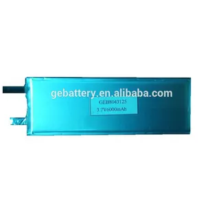 GEB8043125 ली polimer उच्च क्षमता के साथ 3.7 v 6000 mah लिथियम बैटरी