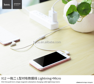 HoCo X12 un tirón dos L forma magnética adsorción Color <span class=keywords><strong>2</strong></span> en 1 <span class=keywords><strong>cable</strong></span> de carga con ltn + micro - Product Image 5