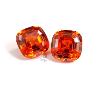 Superior quality Cushion Cut CZ Orange Cubic zirconia gemstone Professional production of artificial gemstones