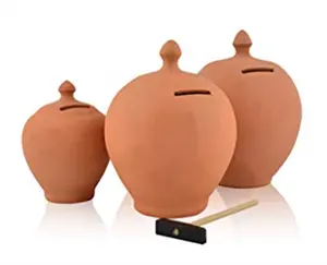 โบราณ Terracotta เหรียญธนาคาร Clay Piggy Banks