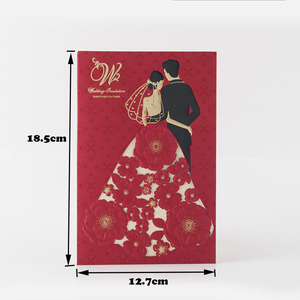 中国红色婚礼请柬热卖激光切割卡婚礼为婚礼客人 - Product Image 6