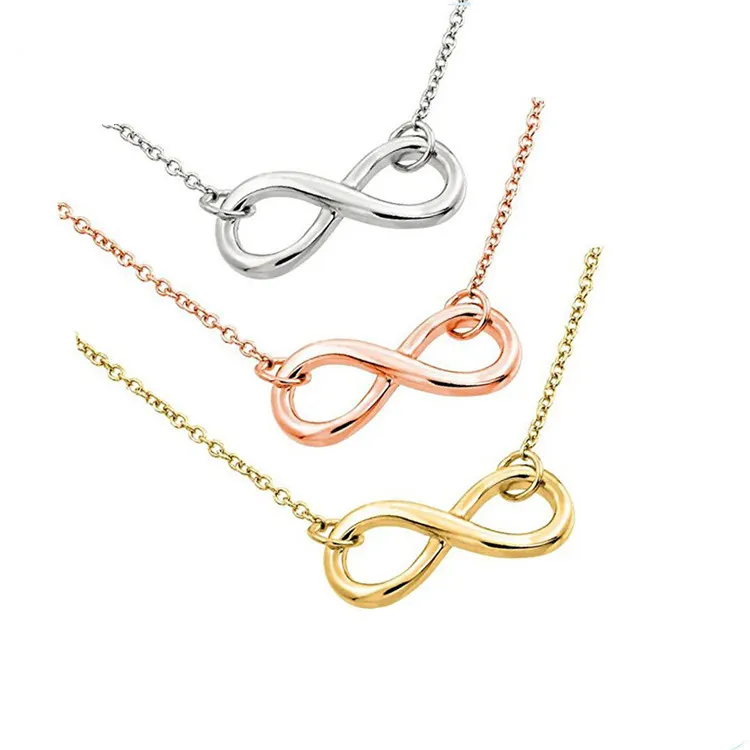 Significativo Personalizzato infinity segno ciondolo collana in 3 colori, Dubai oro, argento, e Oro rosa